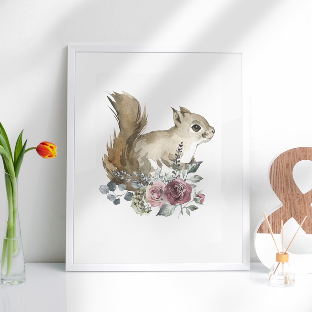 Chipmunk Squirrel Wall Art Watercolor Print Unframed - Picture 2 of 10